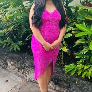 Vici Pink Lace Midi Dress